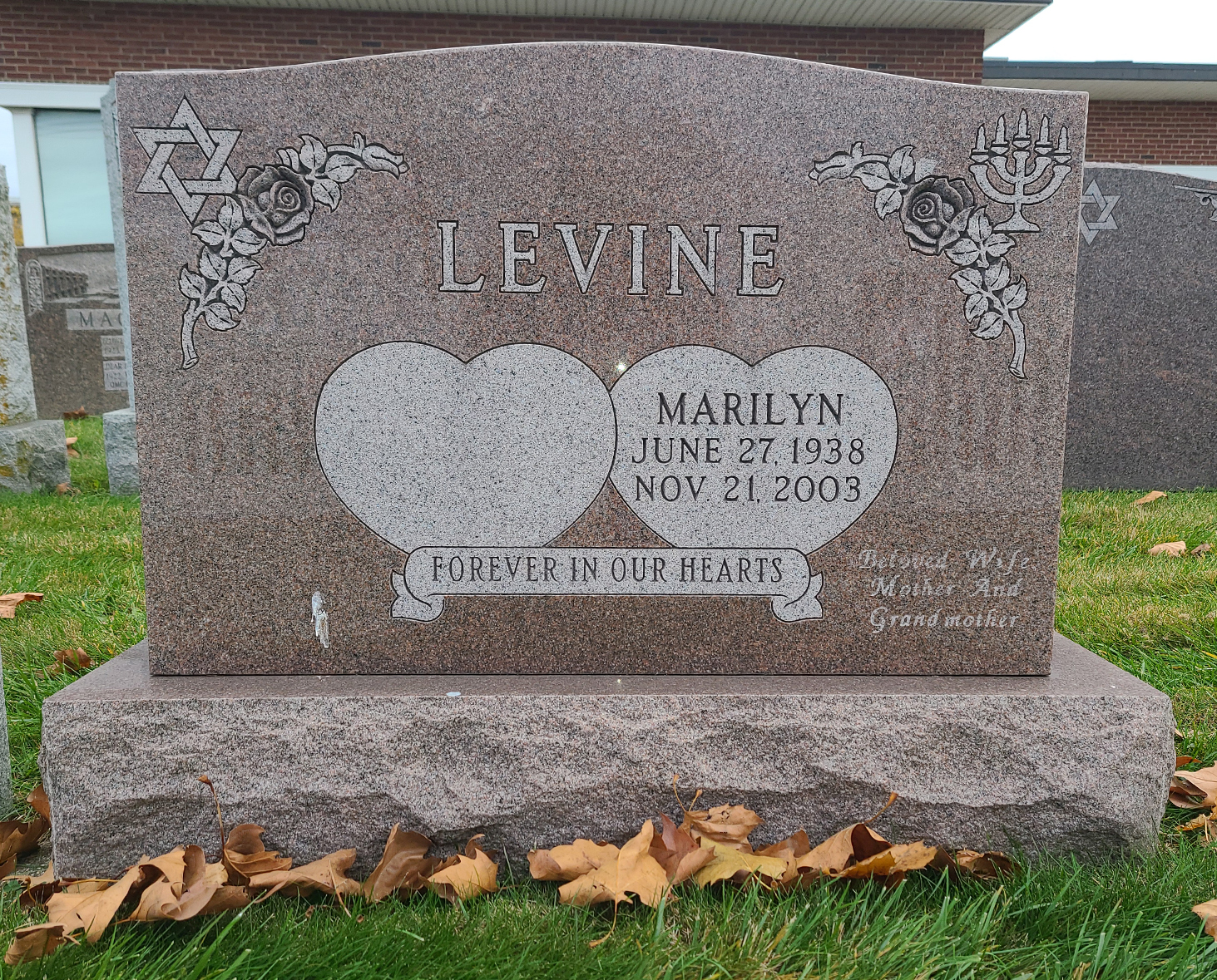 Upright Imperial Pink Granite Jewish Monument