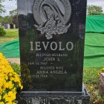 Upright Jet Black Mist Granite Monument with the Blessed Mother