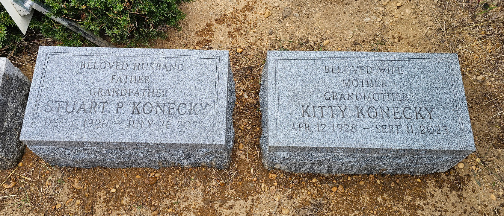 Flush Marker Barre Grey Granite Monument with a Simple Border